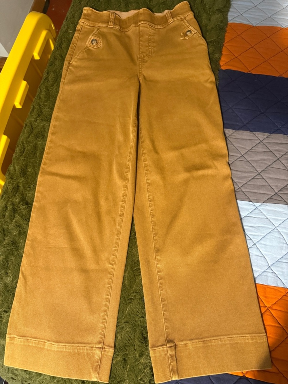 Wide Leg Mustard Caramel Cotton Pants